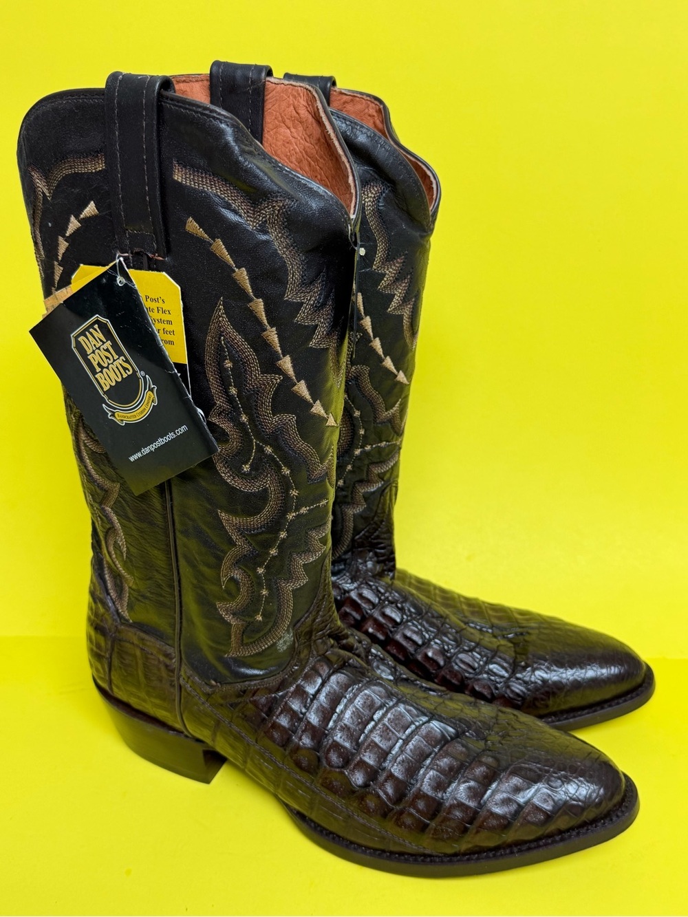 NEW Dan Post Caiman Flank Boots Mens 10D Chocolate Leather Exotic Birmingham 🔥